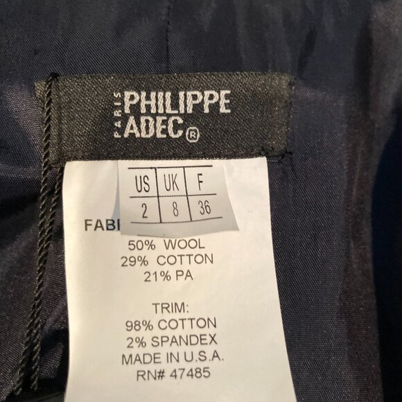 NEW, NEVER WORN-Philippe Adec Wool Blend Jacket Navy/Black Geometric Print Sz 2 - Picture 9 of 9
